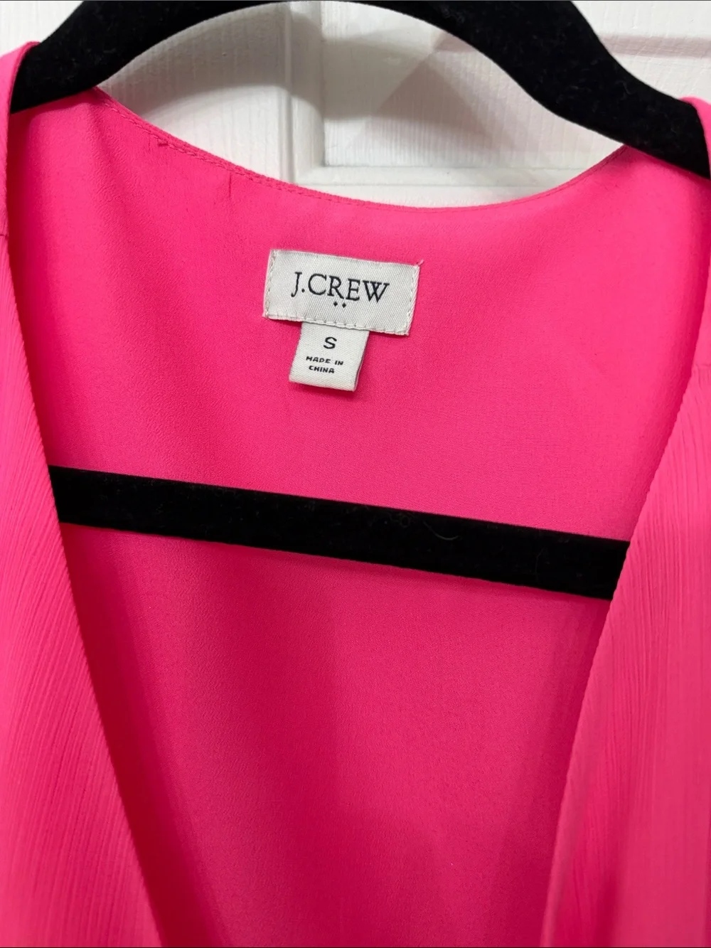 J. Crew Hot Pink Short Puff Sleeve Blouse